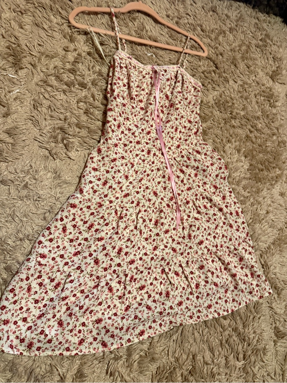 Monteau Cream Mini Dress with Pink Floral Print
